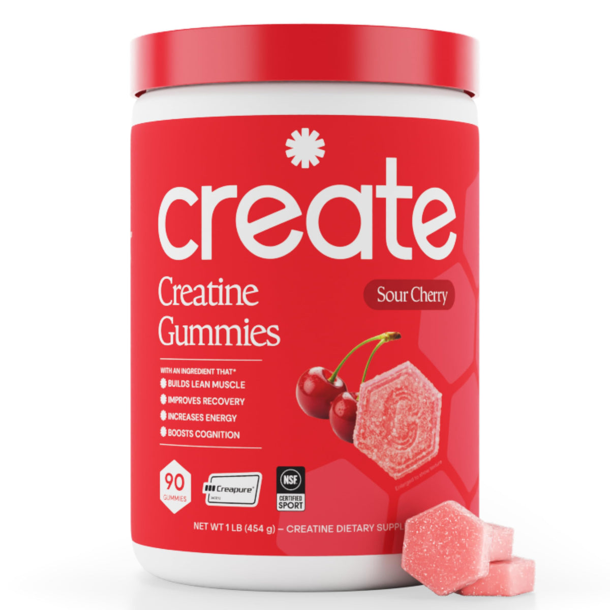 Create Gummies de Créatine Monohydrate Vegan 1,5g Cerise Acidulée - vue avant