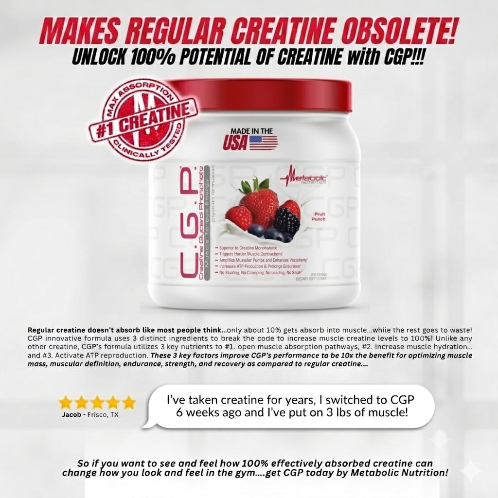 Créatine Glycerol Phosphate a balanced routine Nutrition en poudre dans un verre