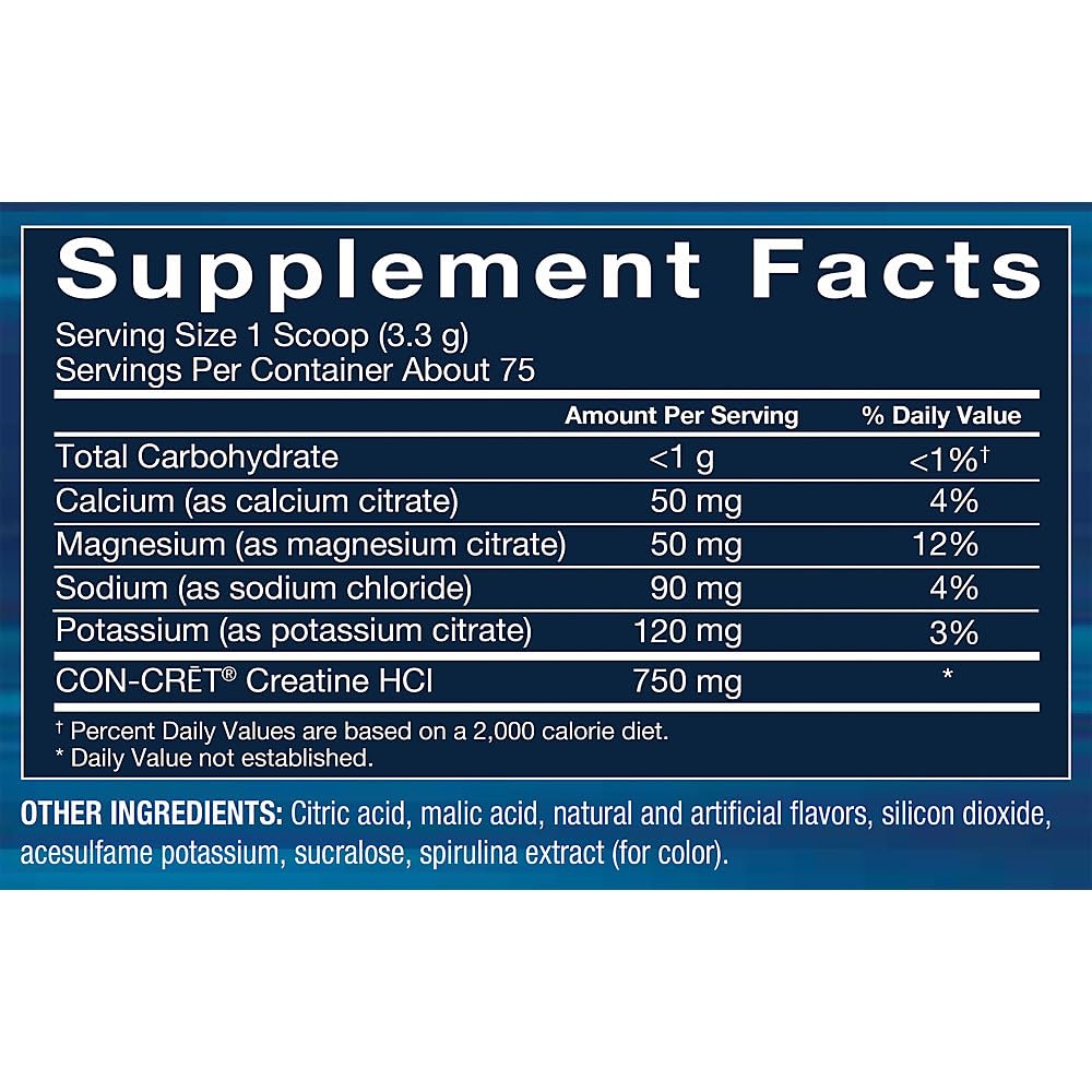 Créatine HCl BodyTech en poudre avec une cuillère à mesurer