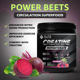 Créatine monohydrate ELITE WELLNESS avec betterave bio en poudre