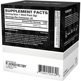 Créatine monohydrate Jacked Factory dans un shaker de sport