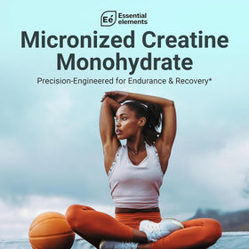 Créatine monohydrate micronisée Essential Elements dans un shaker