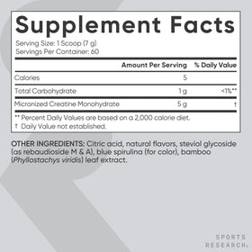 Créatine monohydrate Sports Research sur une cuillère