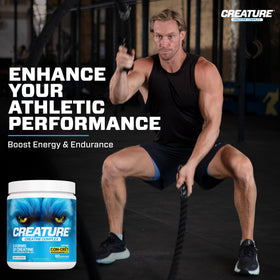 CREATURE Creatine Complex 300g unflavored powder in a bowl