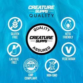 CREATURE Creatine Complex 300g with a shaker bottle