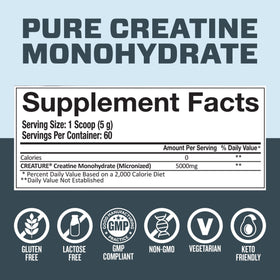 CREATURE Créatine Monohydrate 300G avec cuillère doseuse