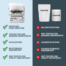 CREATURE Créatine Monohydrate 300G en poudre dans un verre d'eau
