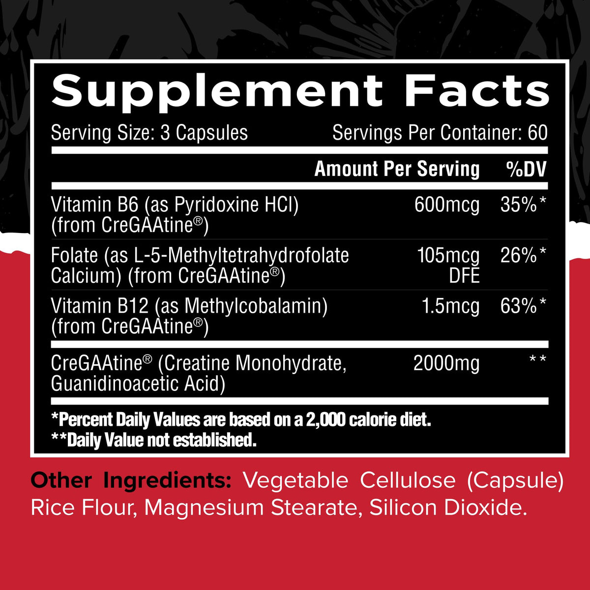 CreGAAtine Capsules 60 Serv, capsules individuelles sur fond blanc