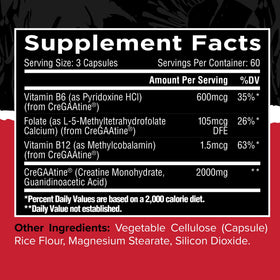 CreGAAtine Capsules 60 Serv, capsules individuelles sur fond blanc