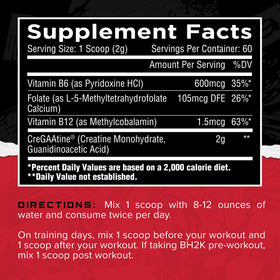 CreGAAtine d' étiquette avec ingrédients et dosage