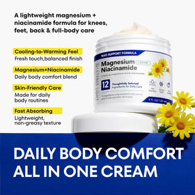 Crème au magnésium et niacinamide sur fond blanc