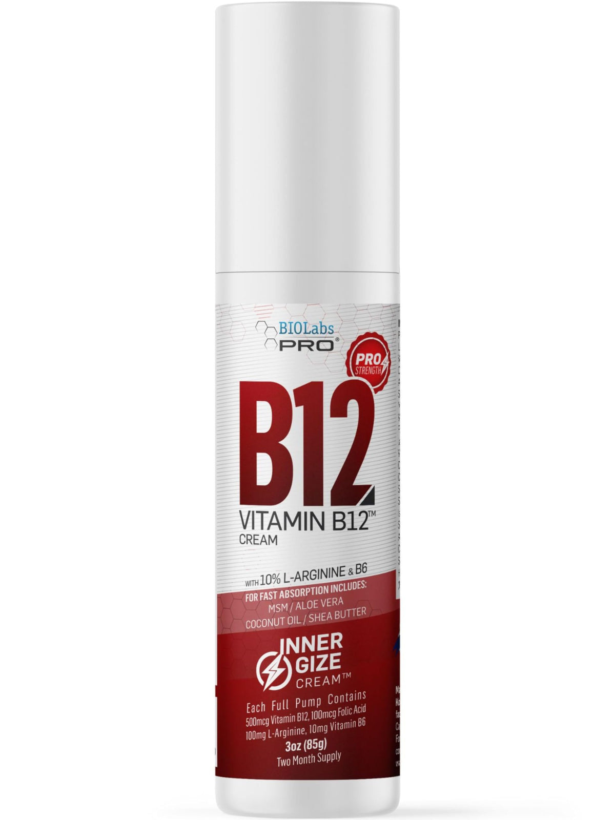 Crème B12 BIOLABS PRO avant avec L-Arginine et B6