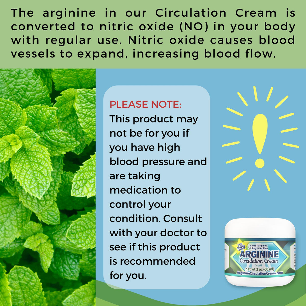 Crème Circulation Arginine 2 oz avec son emballage