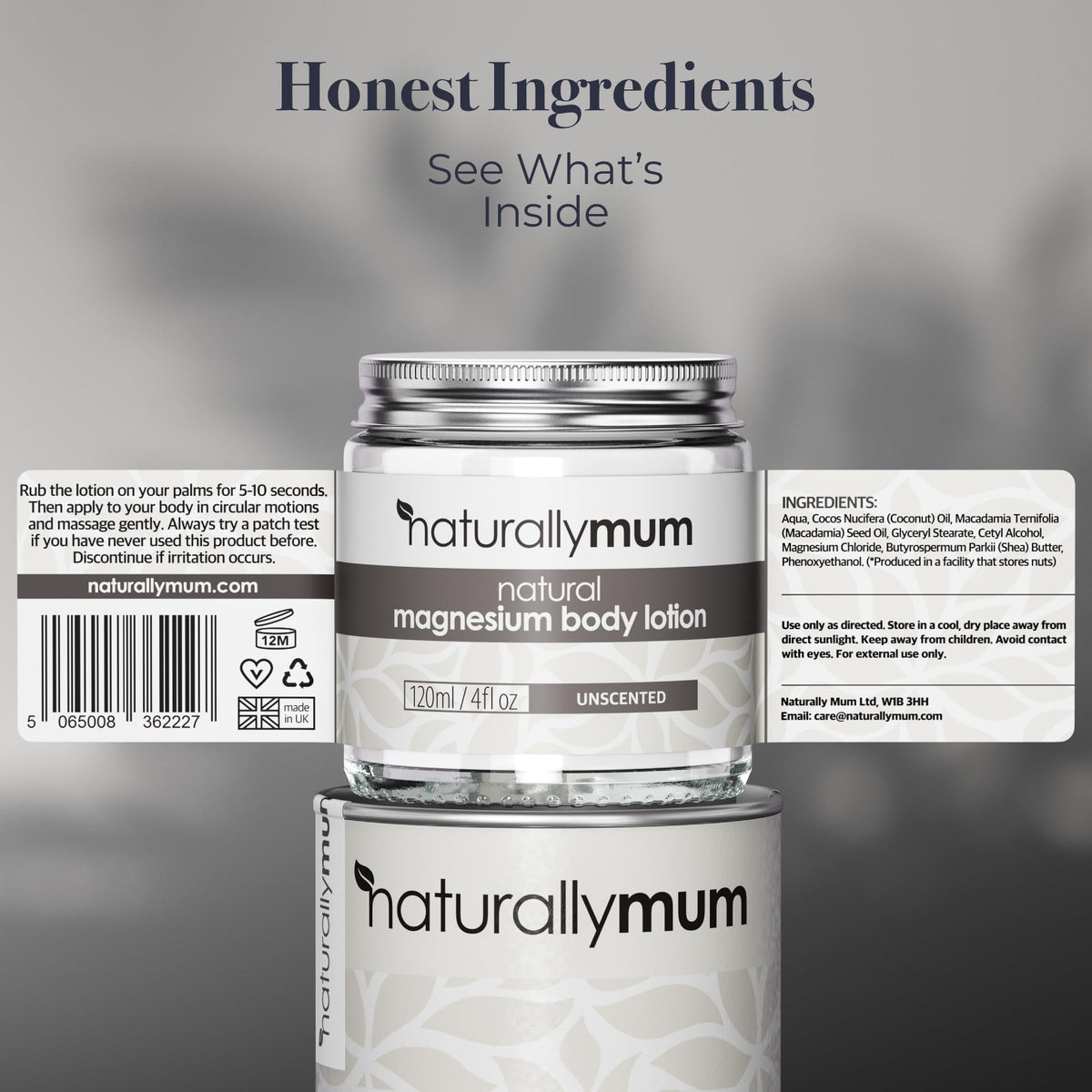 Crème corporelle au magnésium NaturallyMum sur une surface en bois