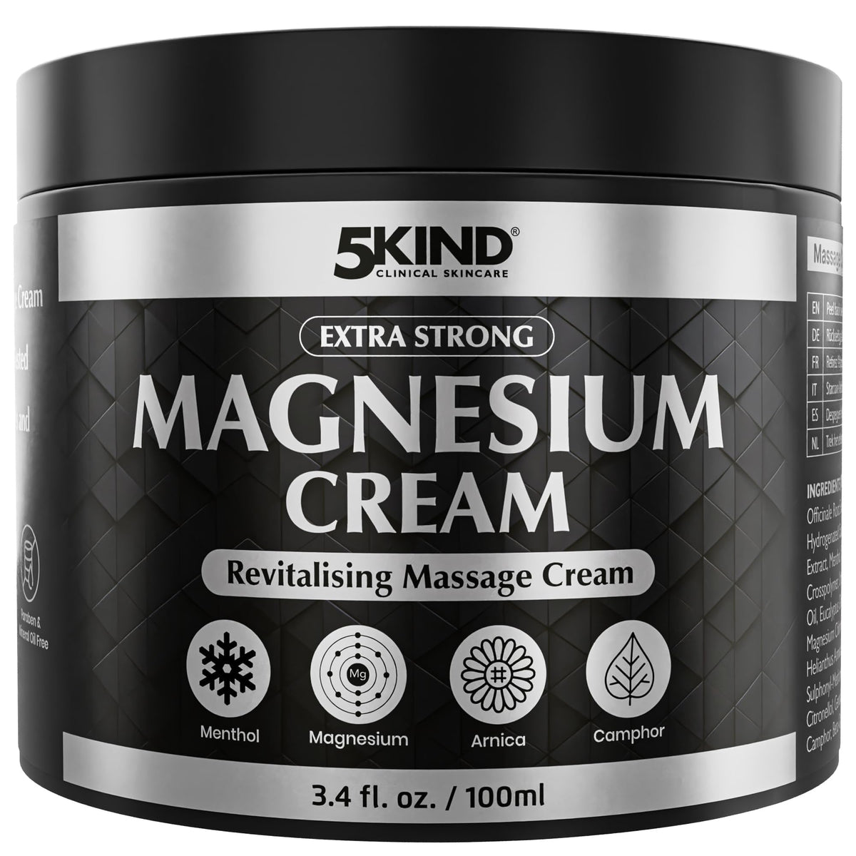 Crème de magnésium extra forte 5kind 100 ml vue de face