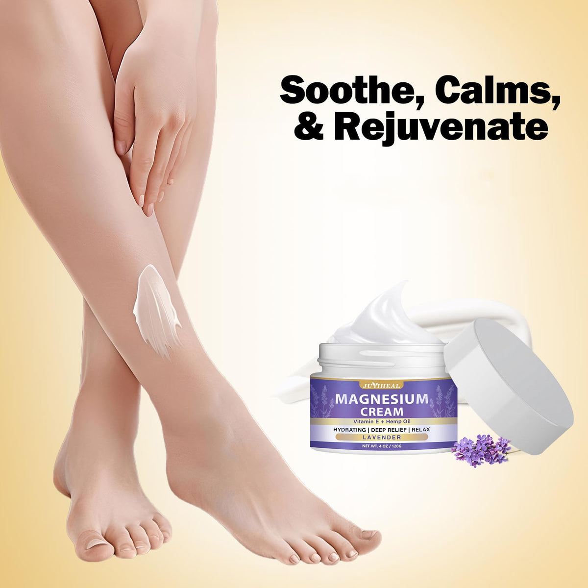 Crème de magnésium JUYIHEAL appliquée sur la peau