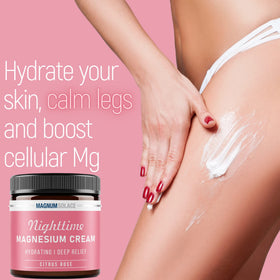 Crème de magnésium Magnum Solace appliquée sur une peau