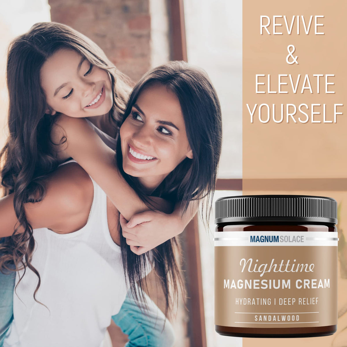 Crème de magnésium Magnum Solace avec étiquette visible