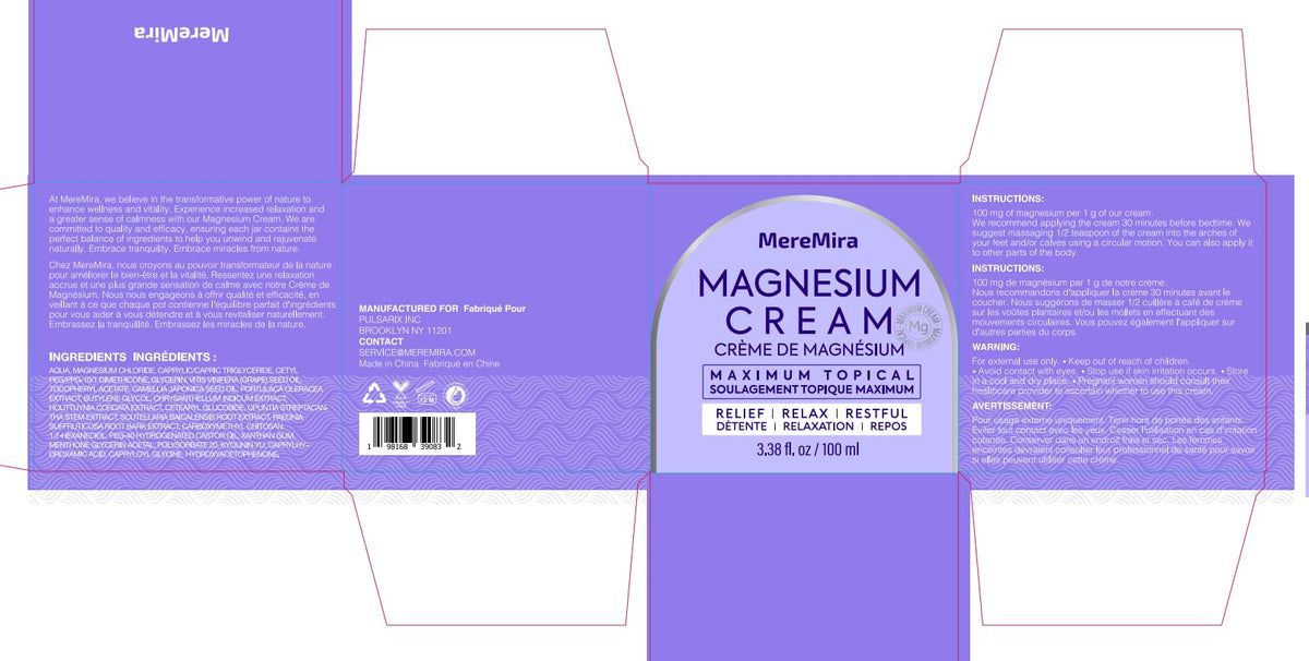 Crème de magnésium MereMira 180g avec un fond apaisant