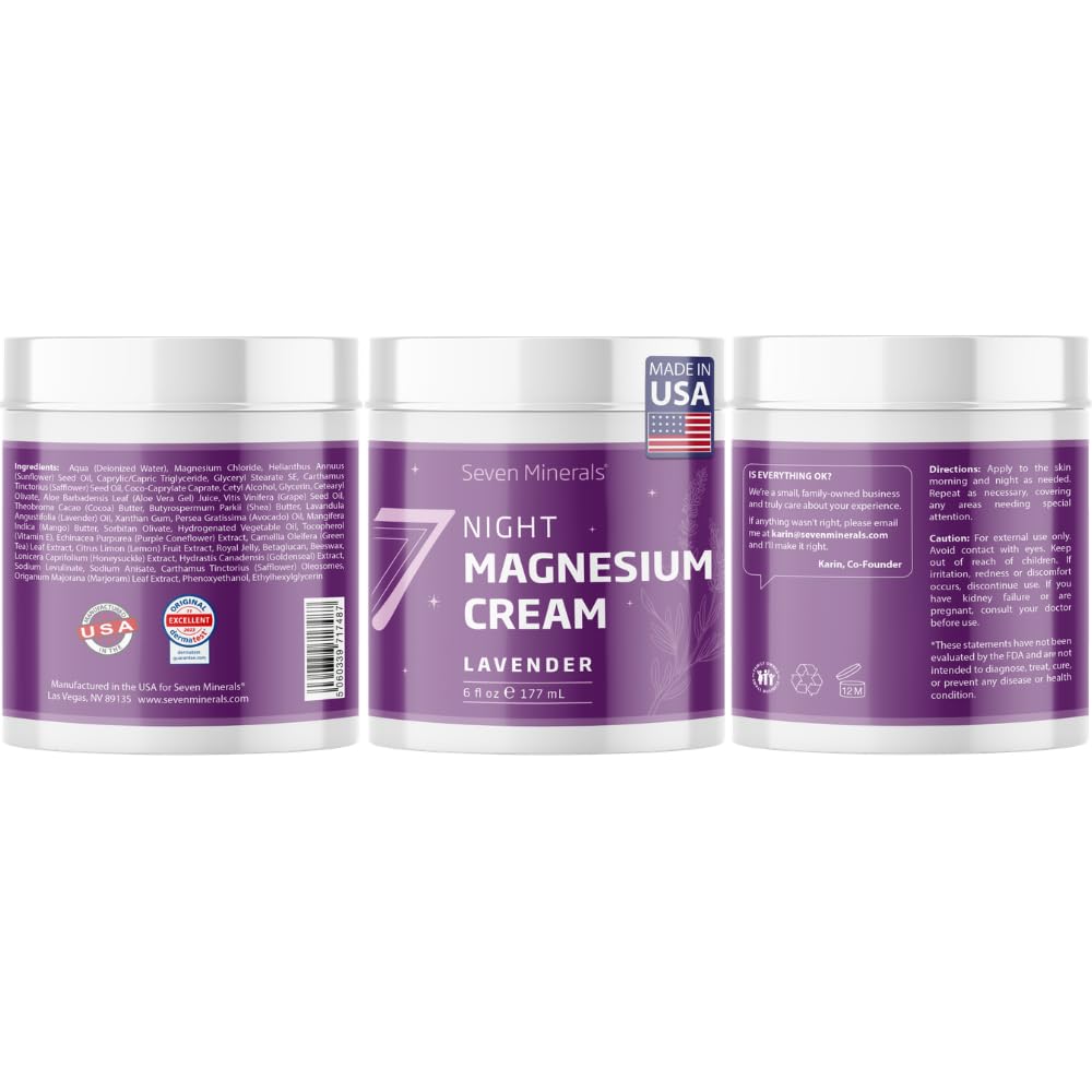 Crème de magnésium Seven Minerals sur une table de nuit