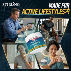 Crème de magnésium STIRLING appliquée sur la peau