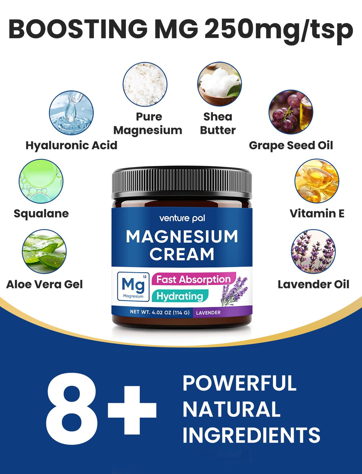 Crème de magnésium Venture Pal 159g vue de côté