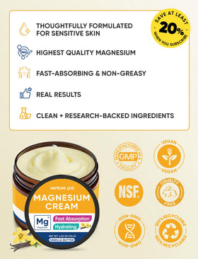 Crème de magnésium Venture Pal sur une table de soins