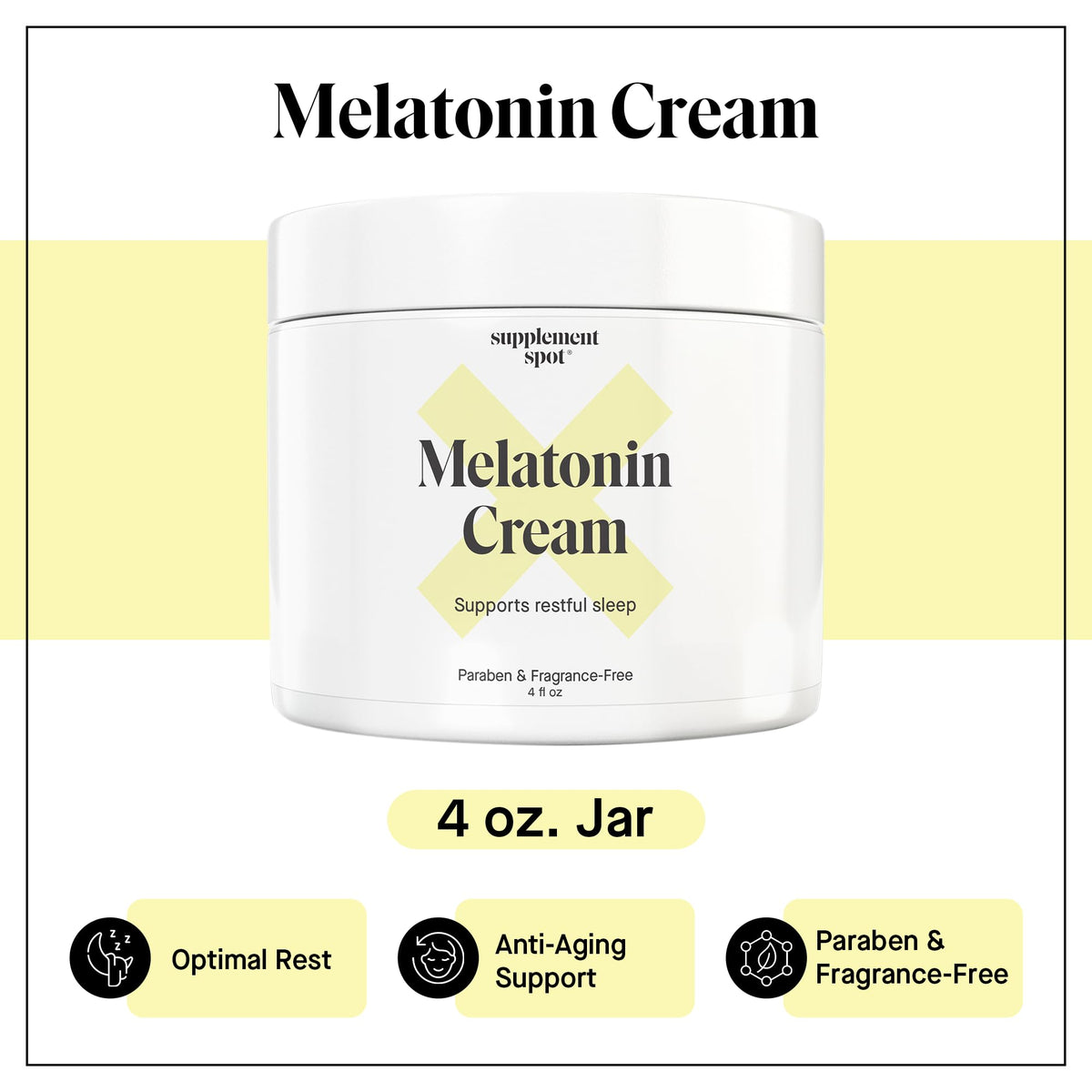 Crème de mélatonine 3mg de Supplement Spot avec propriétés antioxydantes