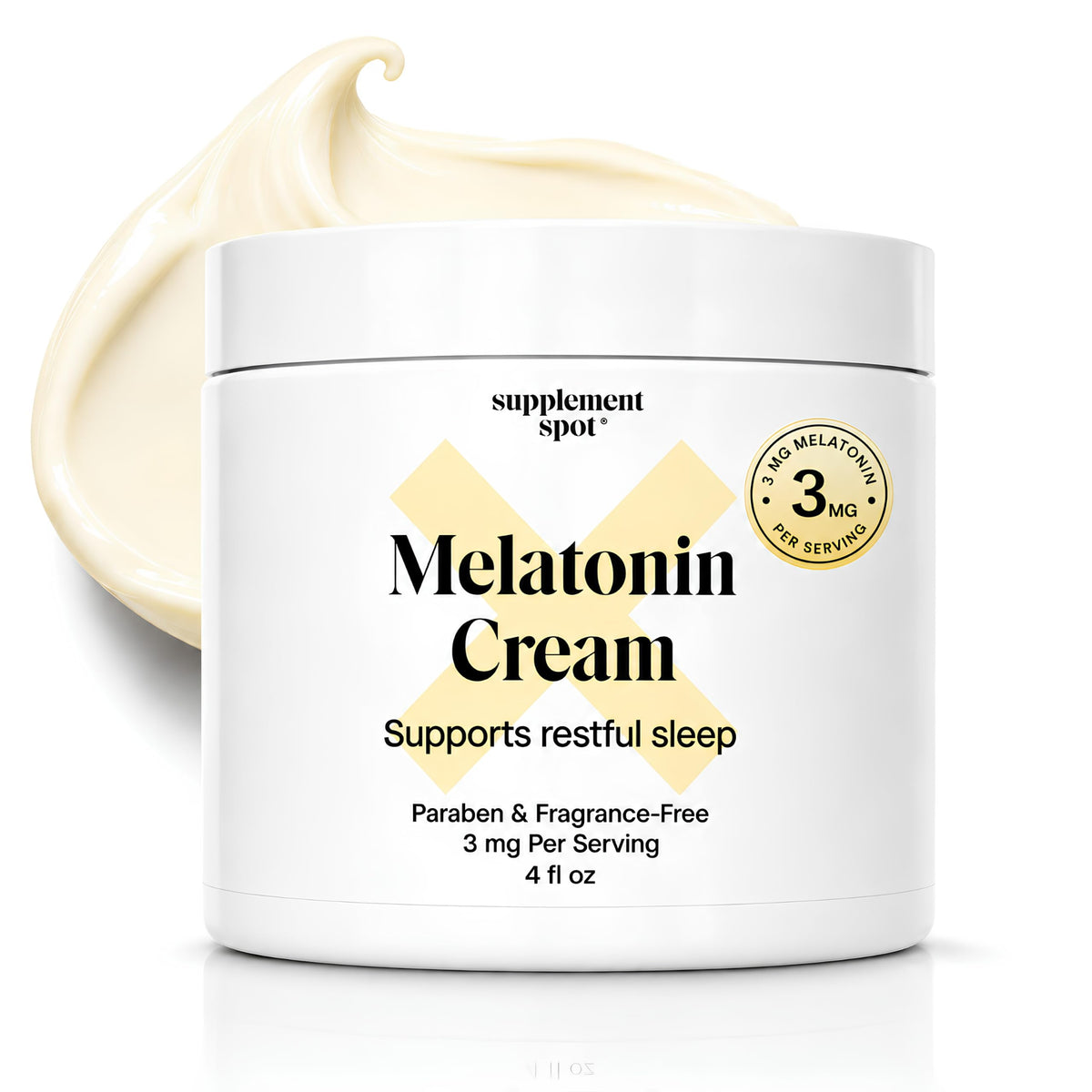 Crème de mélatonine 3mg de Supplement Spot en pot vu de face