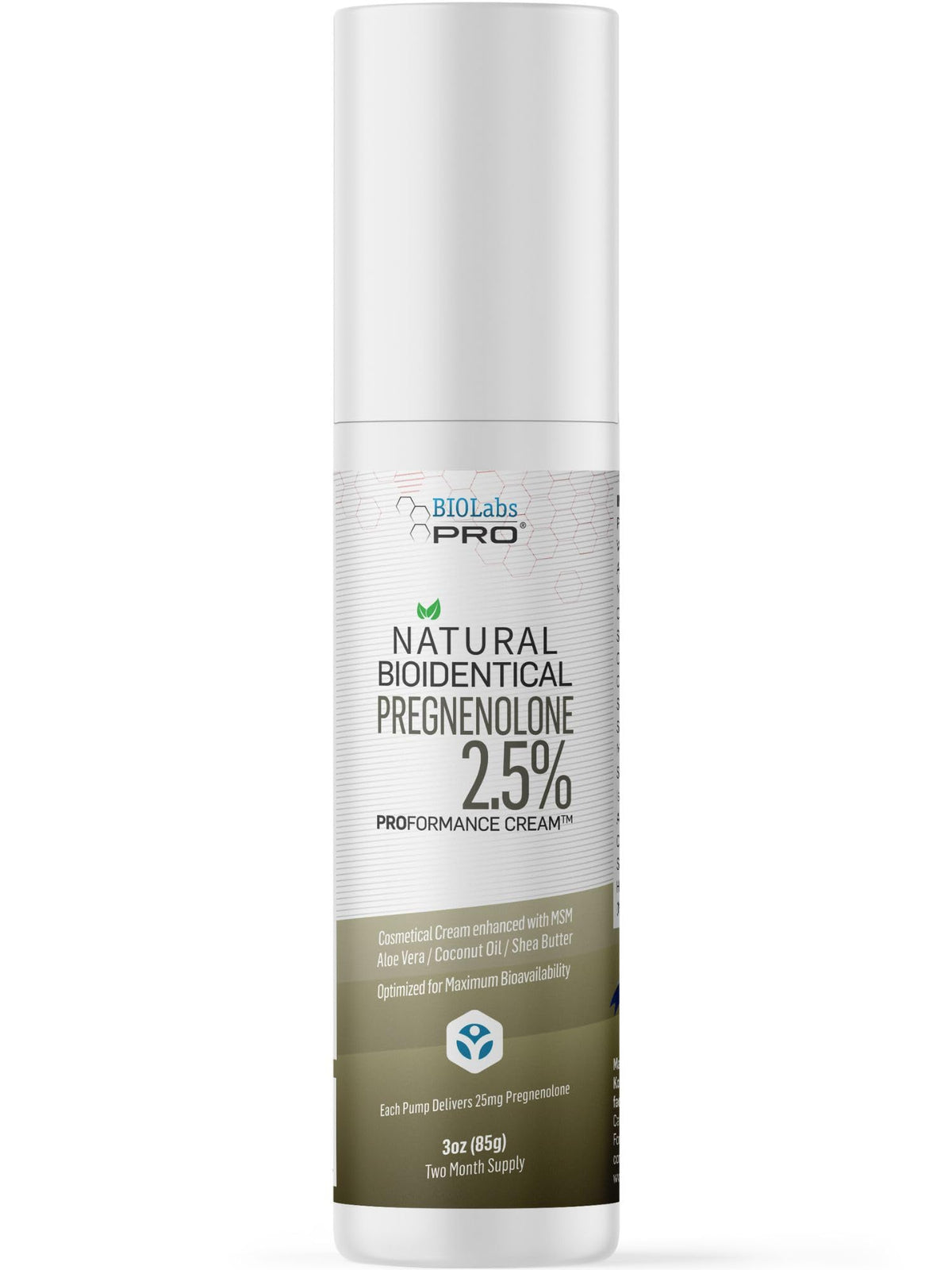 Crème de Pregnénolone BIOLABS PRO 2,5% 118g vue avant