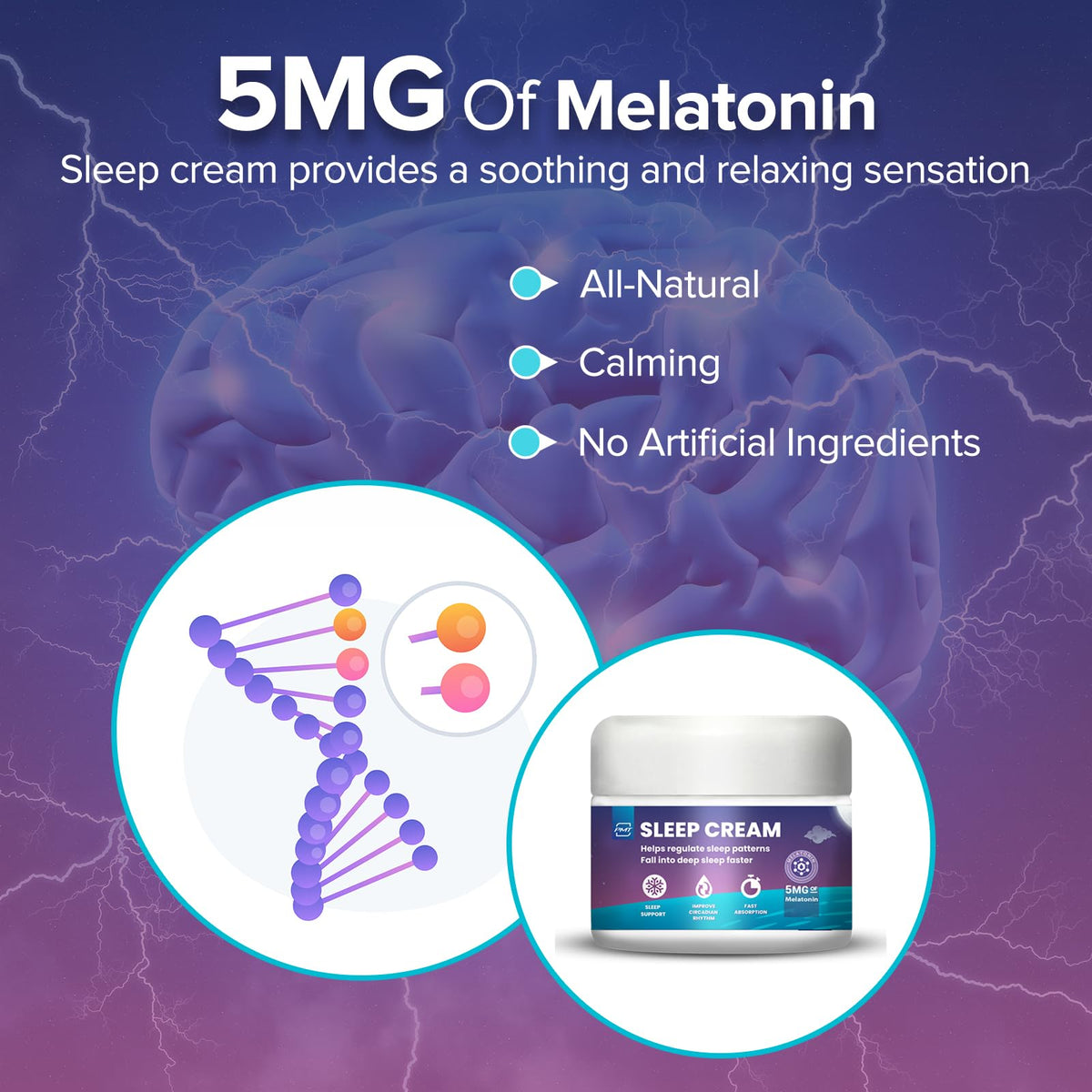 Crème de sommeil M PAIN MANAGEMENT TECHNOLOGIES ouverte avec couvercle