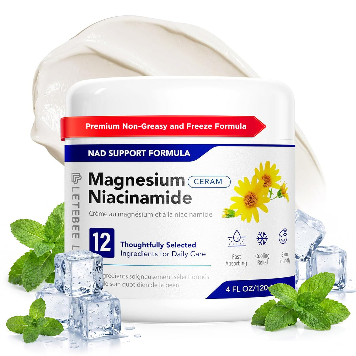 Crème Freeze au Magnésium Niacinamide de Letebee Light, vue de face