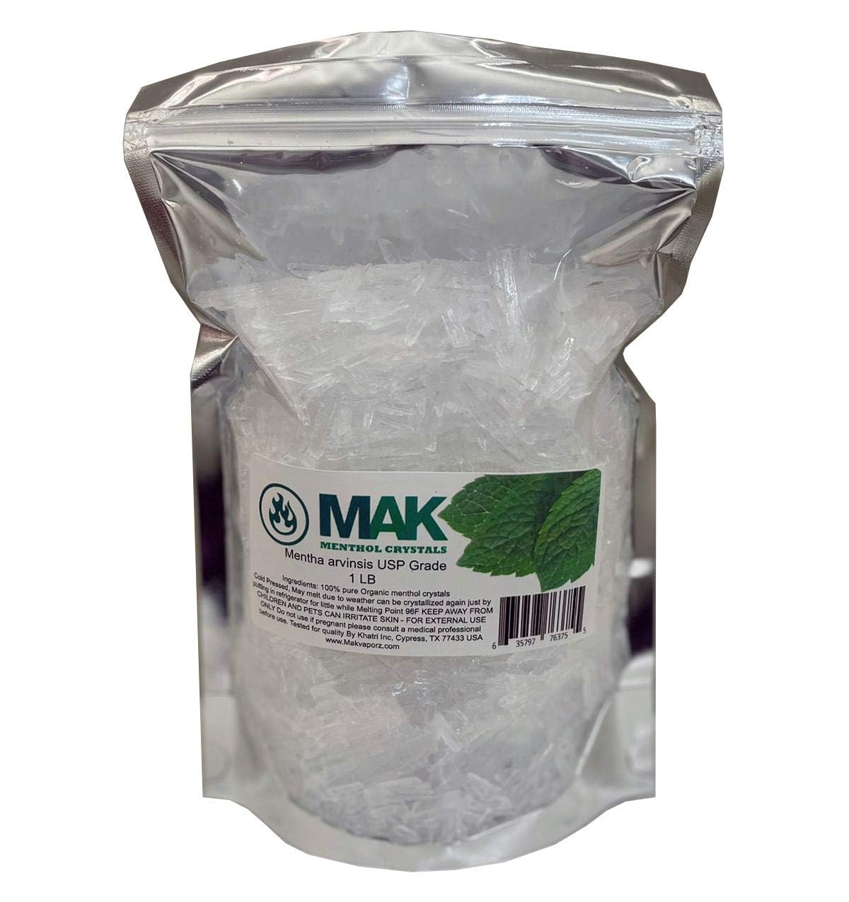 Cristaux de menthol MAK dans un bol en verre