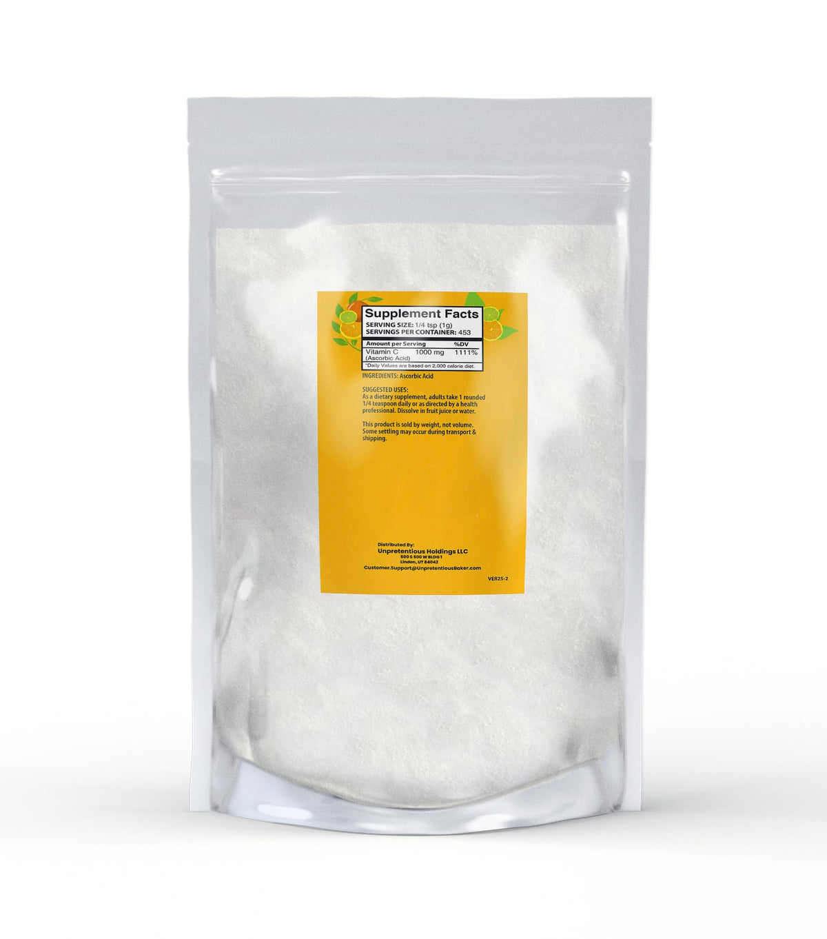 Cristaux de Poudre de Vitamine C Unpretentious dans un bol