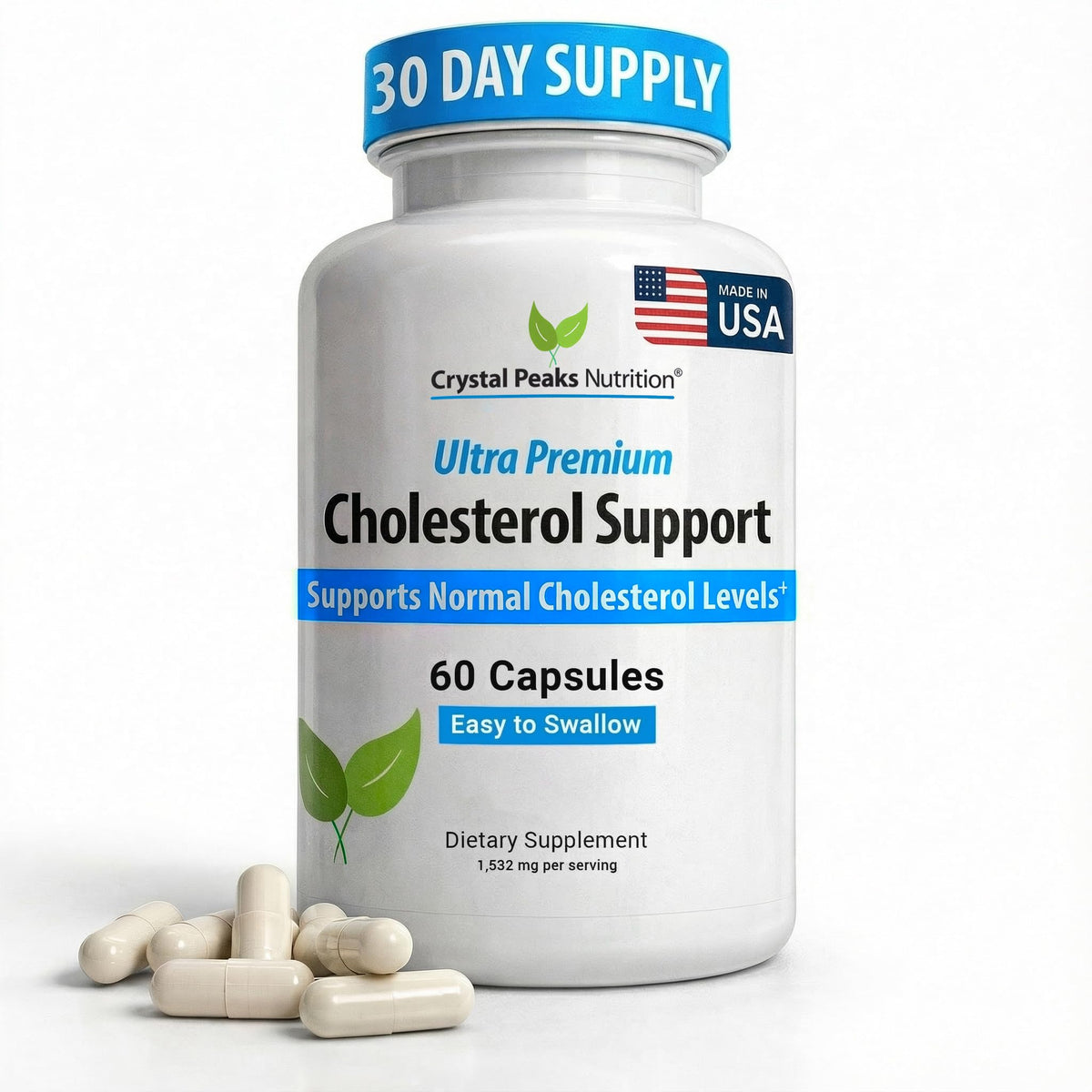 CRYSTAL PEAKS NUTRITION complément cholestérol 60 capsules vue de face