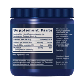 Crystals de Vitamine C et Magnésium Life Extension 180g contenu