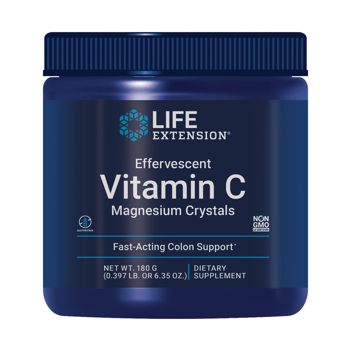 Crystals de Vitamine C et Magnésium Life Extension 180g vue avant