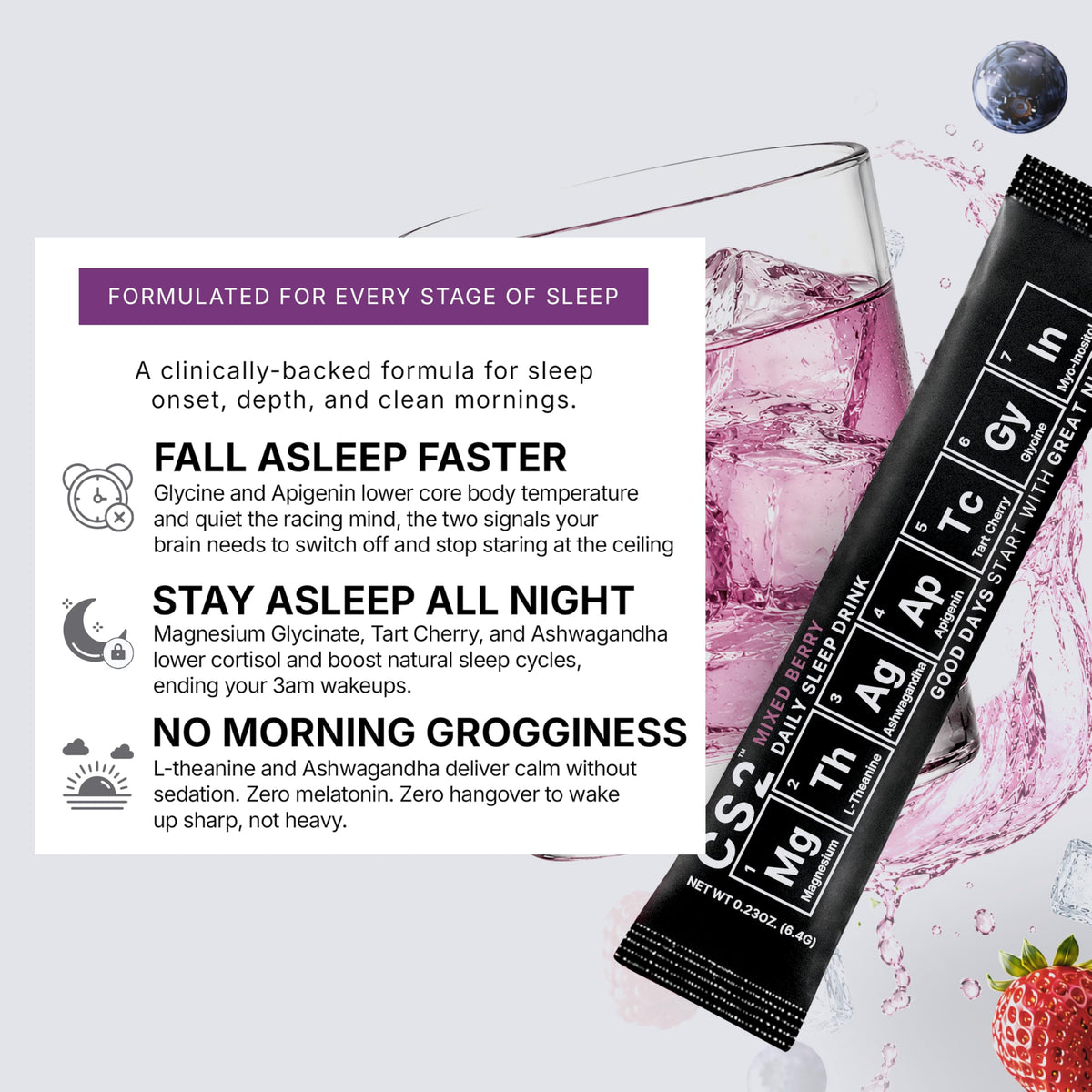 CS2 Boisson de Sommeil stick pack avec mélange de baies