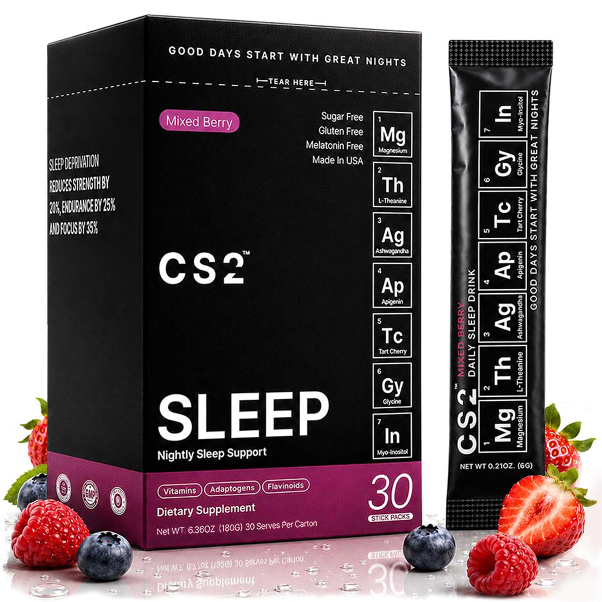 CS2 Boisson de Sommeil stick pack vue de face