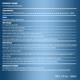 CtoCone Spray d'Huile de Magnésium Pur 60ml avec bouchon