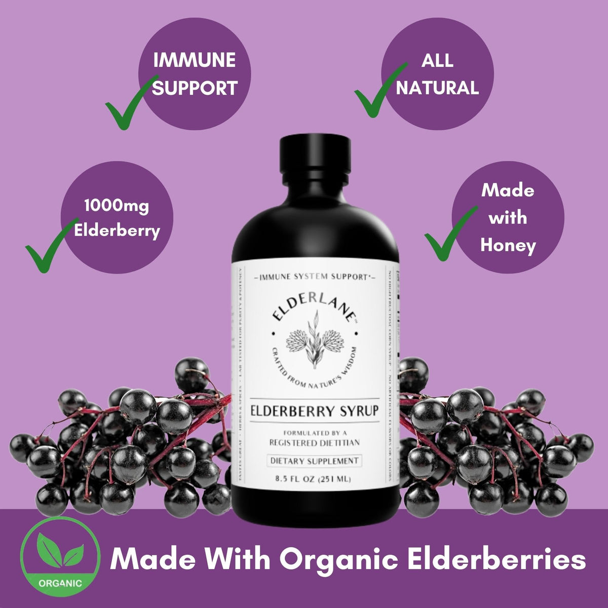 Cuillère avec sirop de sureau Elderlane