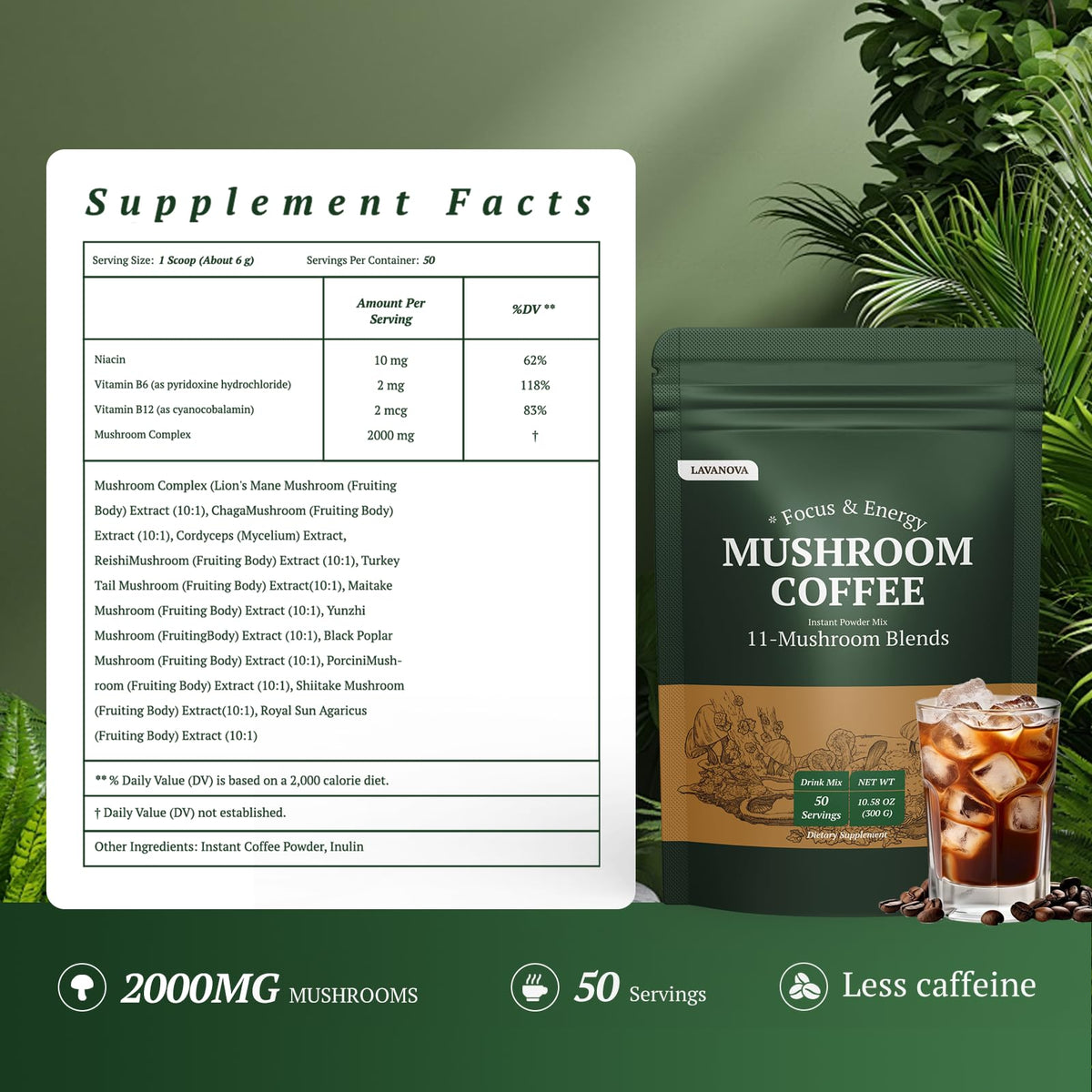 Cuillère de café aux champignons LAVANOVA sur une table