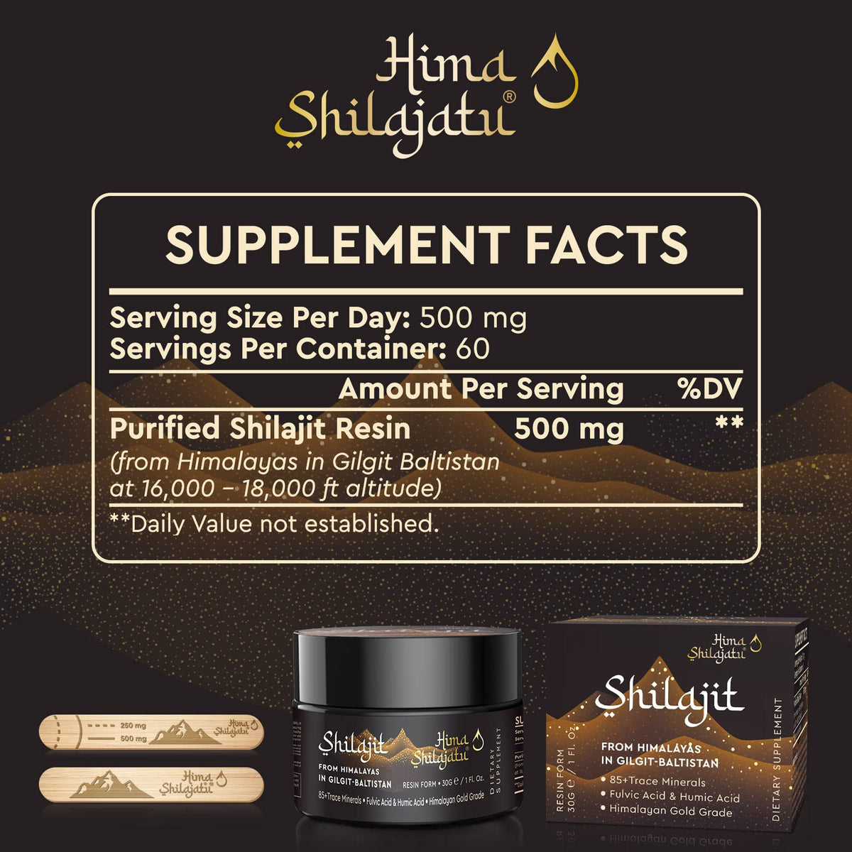 Cuillère de dosage incluse avec résine de Shilajit Hima Shilajatu