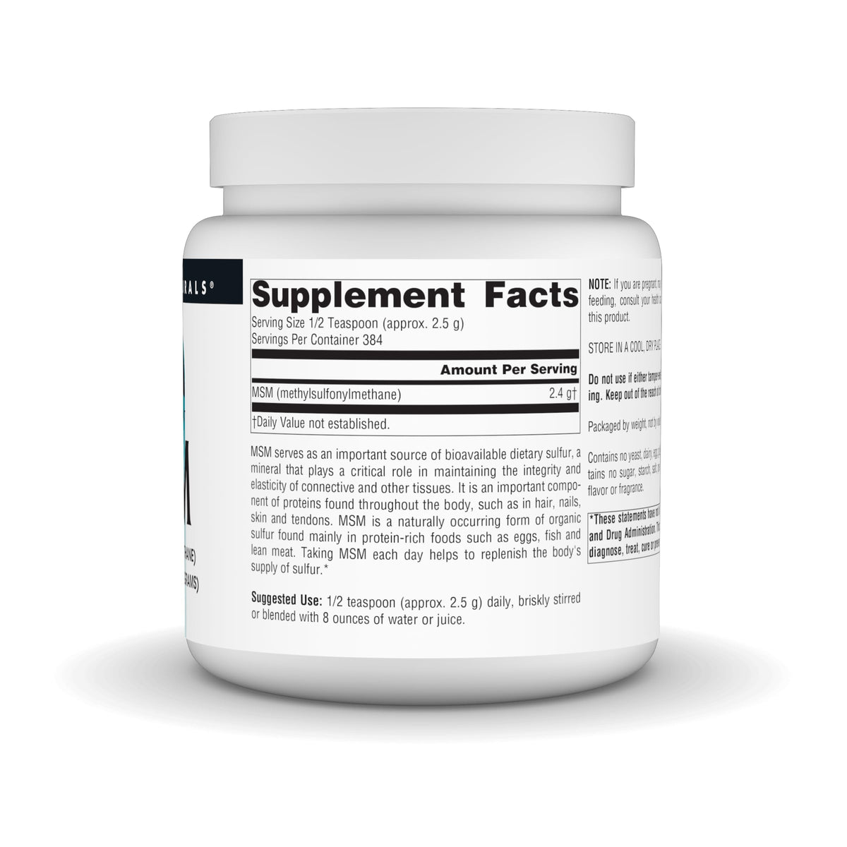Cuillère de MSM Poudre Source Naturals 1102g