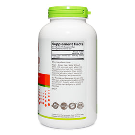 Cuillère de poudre d'acide ascorbique NutriBiotic sur fond blanc