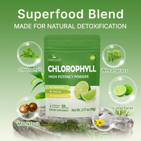 Cuillère de poudre de chlorophylle Lifebooil avec citron vert