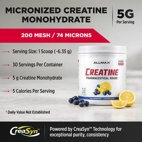 Cuillère de poudre de créatine monohydrate ALLMAX prête à être mélangée