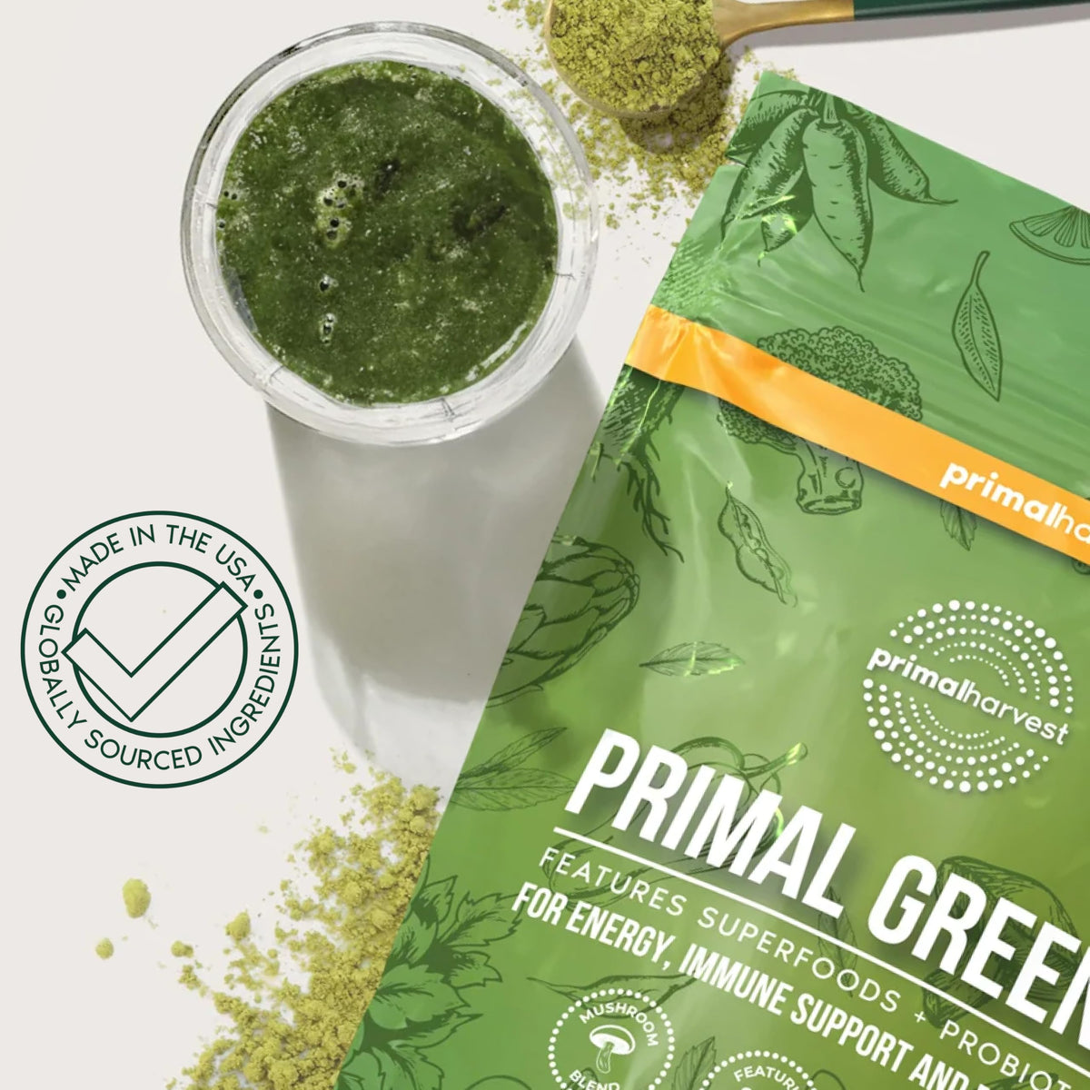 Cuillère de Primal Harvest Primal Greens prête à être mélangée