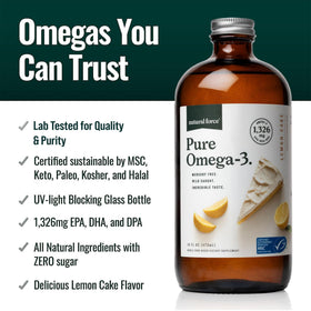 Cuillère de Pure Omega 3 avec huile de poisson au goût gâteau au citron