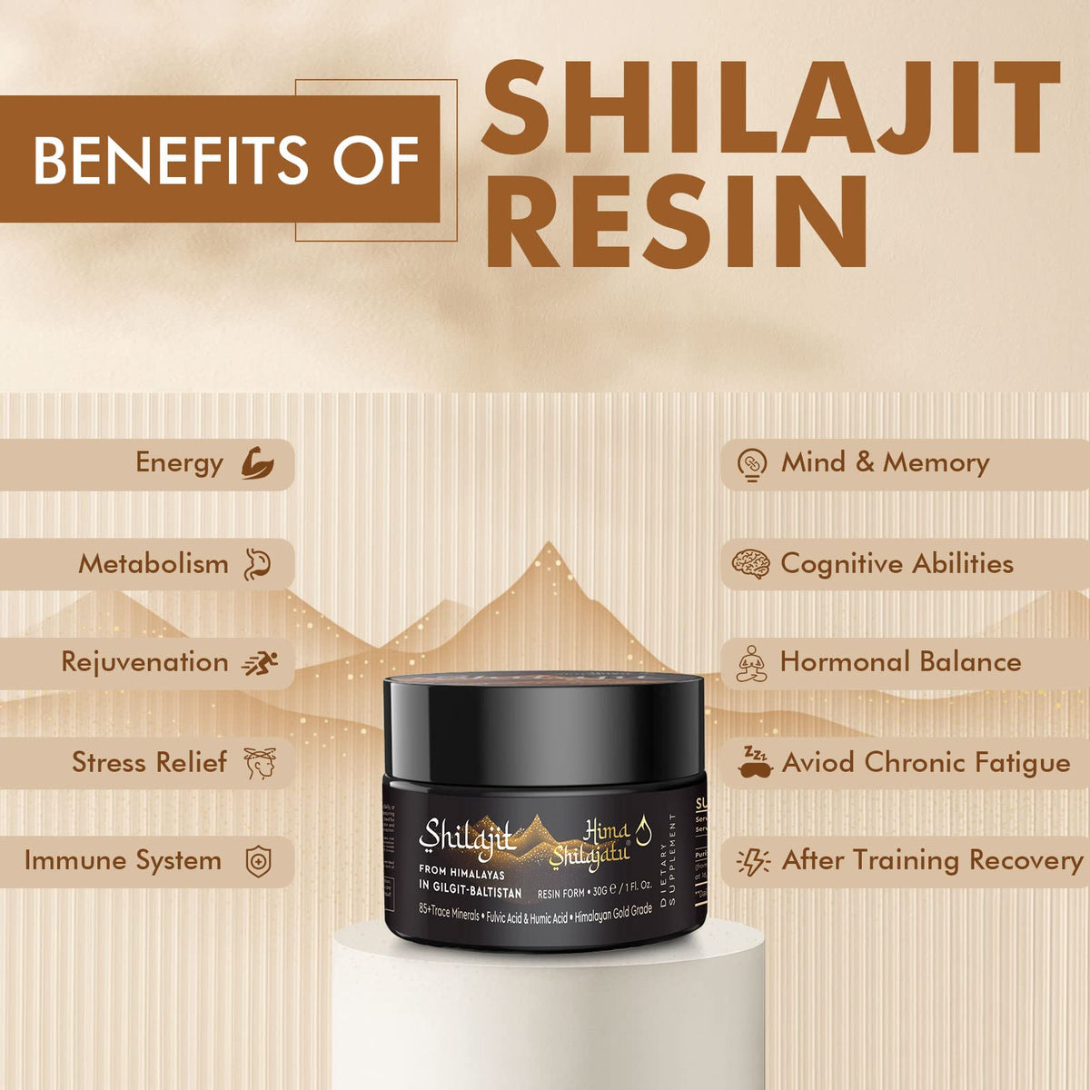 Cuillère doseuse avec résine de shilajit Hima Shilajatu